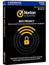 Activatiecode voor Norton WiFi Privacy voor 5 apparaten voor 1 jaar.
